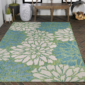 Zinnia Modern Floral Textured Weave Indoor/outdoor Area Rug